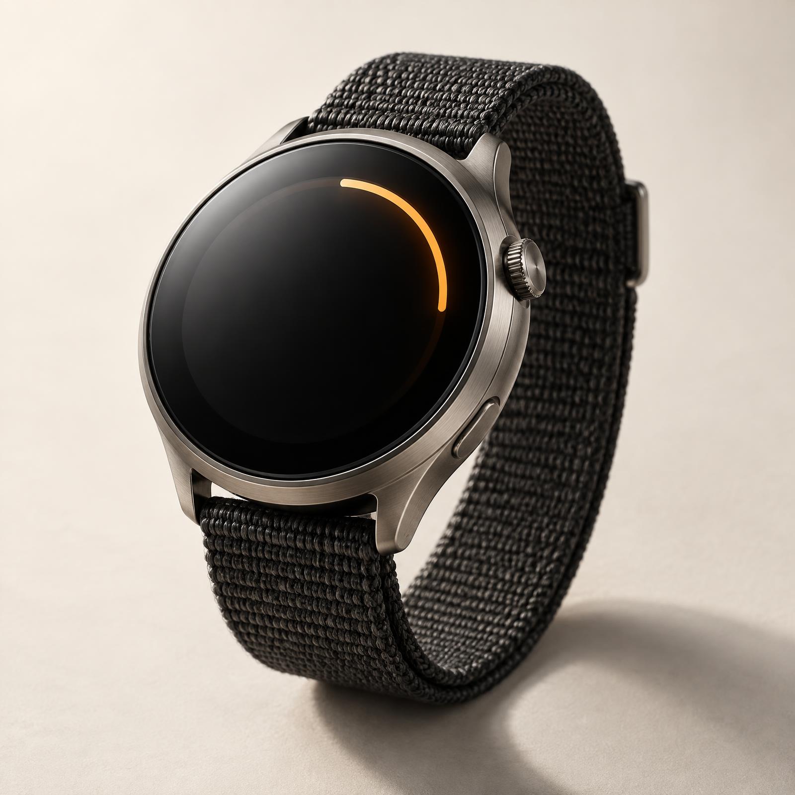 LifeLens titanium wearable, three-quarter view