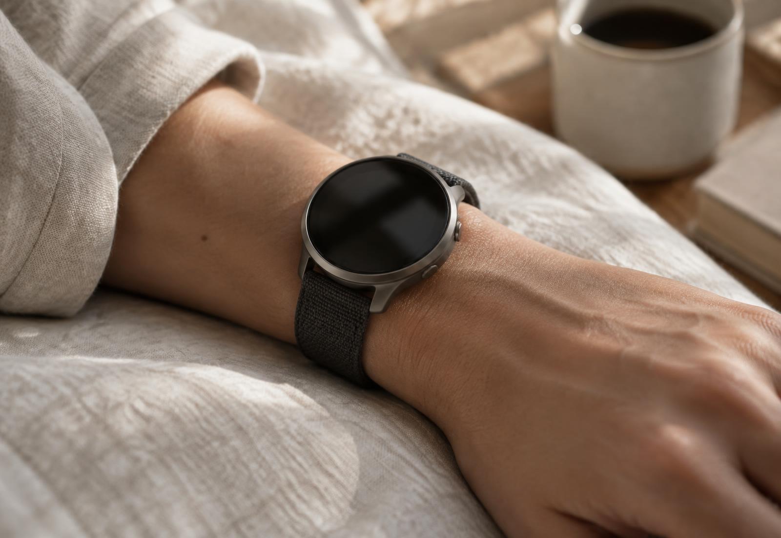 LifeLens worn on the wrist in natural daylight